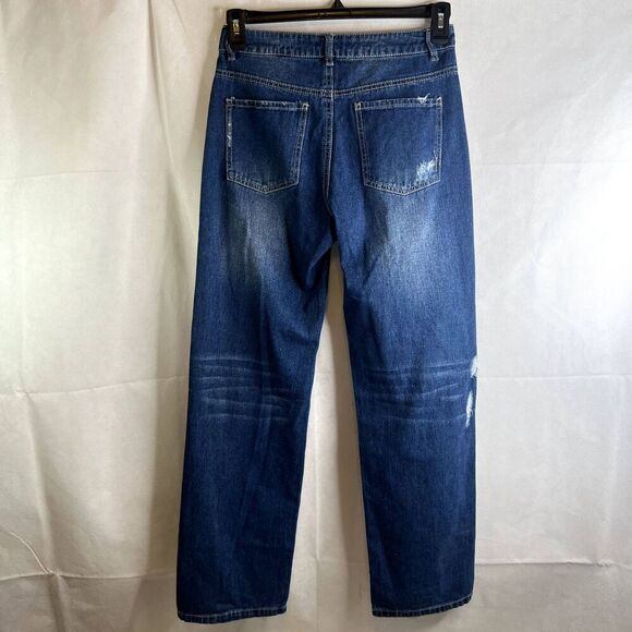 Midiross Boyfriend Distressed Straight Leg Jean Mid Rise Denim Size Small - Picture 2 of 7